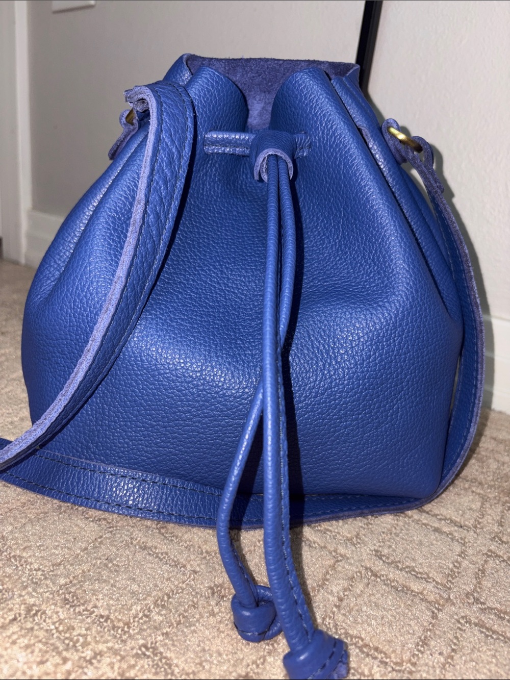 Portland Leather Goods small drawstring bucket bag in the color Molino Blue - Picture 12 of 12